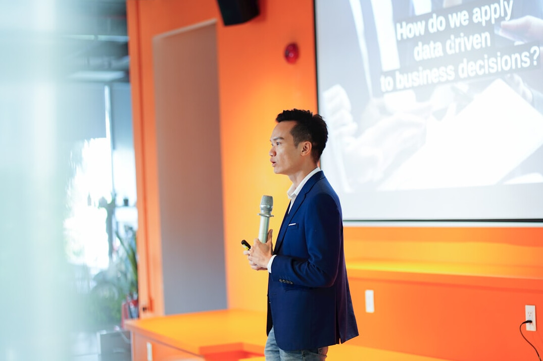 successful speaker after presentation