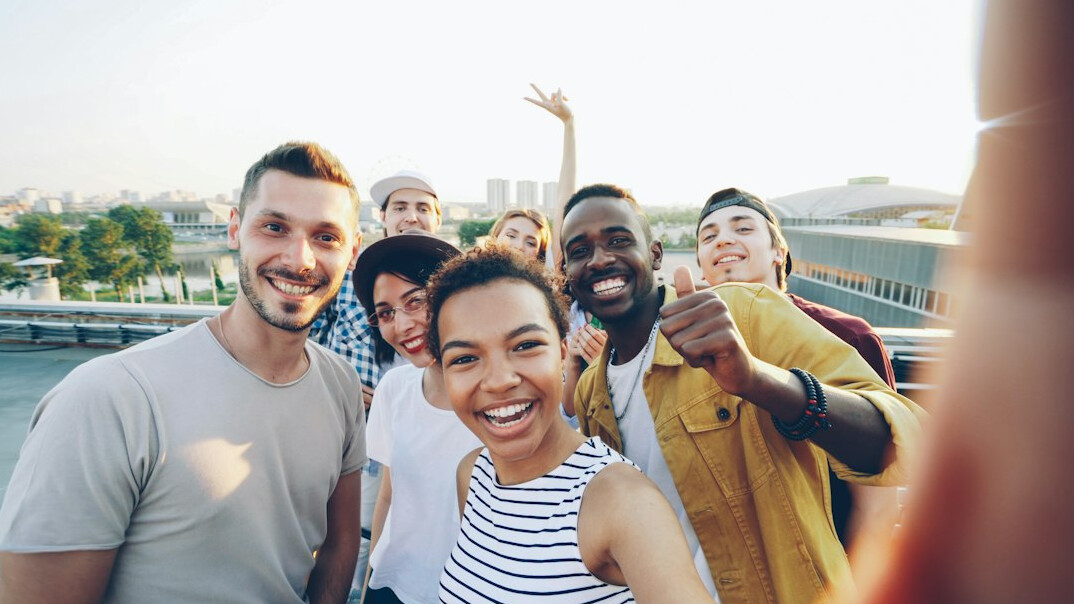 diverse group of friends smiling